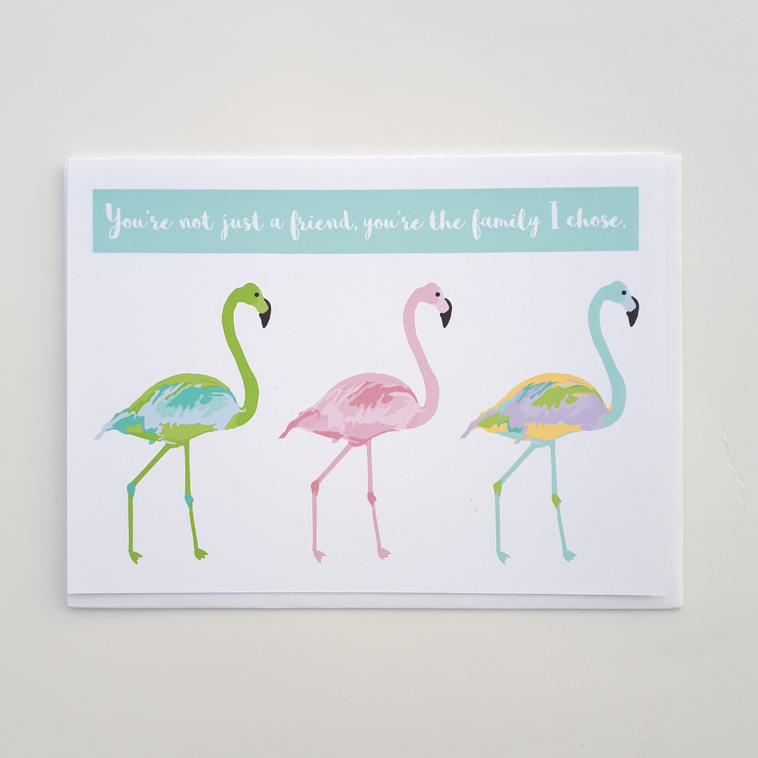 Card - Flamingo friend like family