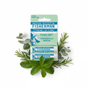 Nova Scotia Fisherman Fisher-Mint Lip Balm 2-Pack with mint decor