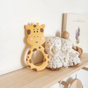 Little Cheeks Giraffe Silicone Teether on shelf