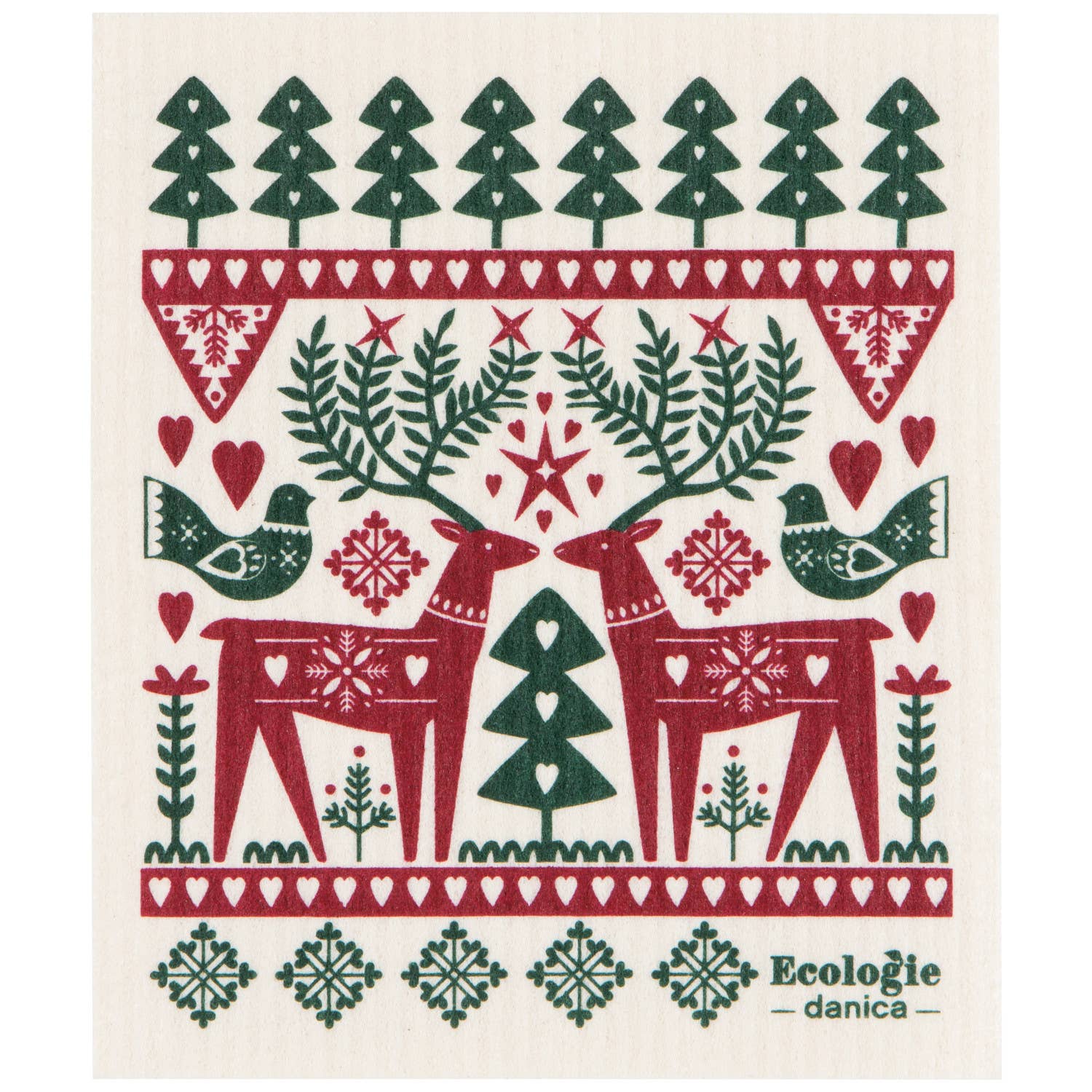 Folk Forest Christmas Swedish Dishcloth