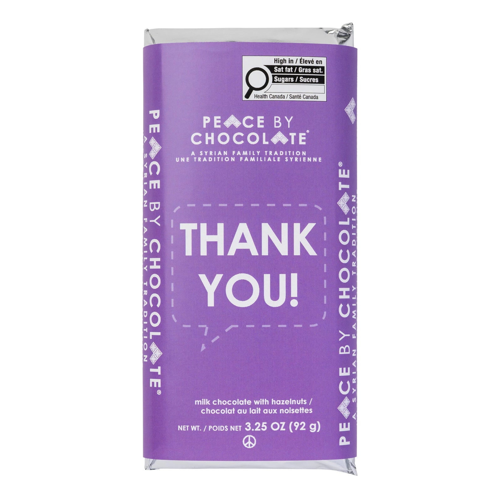 peace by chocolate thank you chocolate bar purple