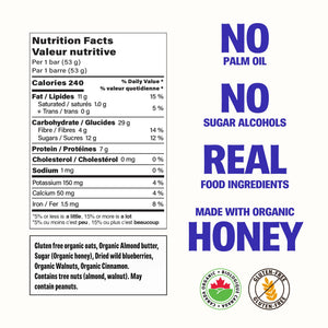 Made with Local blueberry almond butter bar nutrition facts