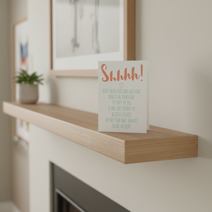 Shhhh Baby Shower Card on shelf