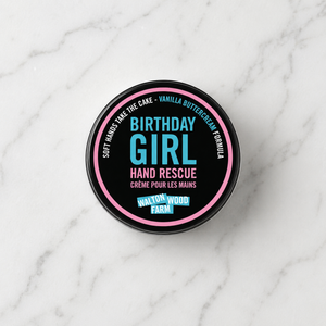 Birthday Girl Hand Rescue Walton Wood Farm on marble counter