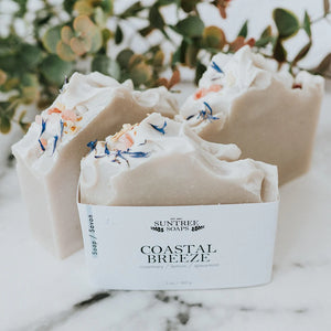 Coastal Breeze Soap by Suntree Soaps three soaps displayed