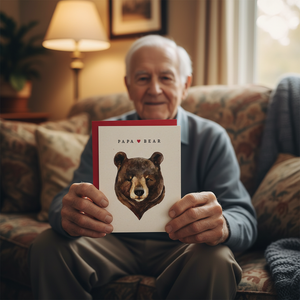Papa Bear card Pretty by Her in old man's hands