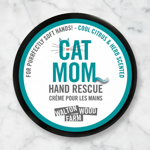 Cat Mom hand cream by Walton Wood Farm on marble background