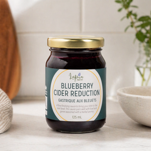 Blueberry Cider Reduction Lupin on kitchen counter