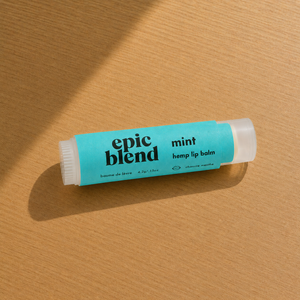 Mint hemp lip balm Epic Blend on table
