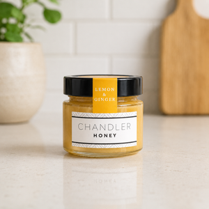 Chandler Honey Lemon Ginger Honey on counter