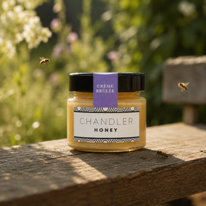 Chandler Honey Créme Brûlée Honey outside with bees