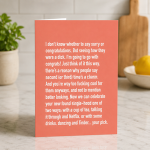 Classy Cards Divorce Card on counter