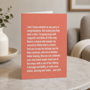 Classy Cards Divorce Card on end table