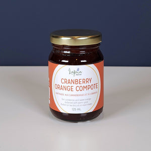Cranberry orange compote Lupin blue background