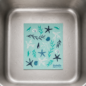 Ecologie Swedish dishcloth coastal treasures in stainless steel sink