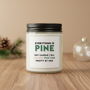 Everything is pine soy candle pretty by her Christmas decoration background