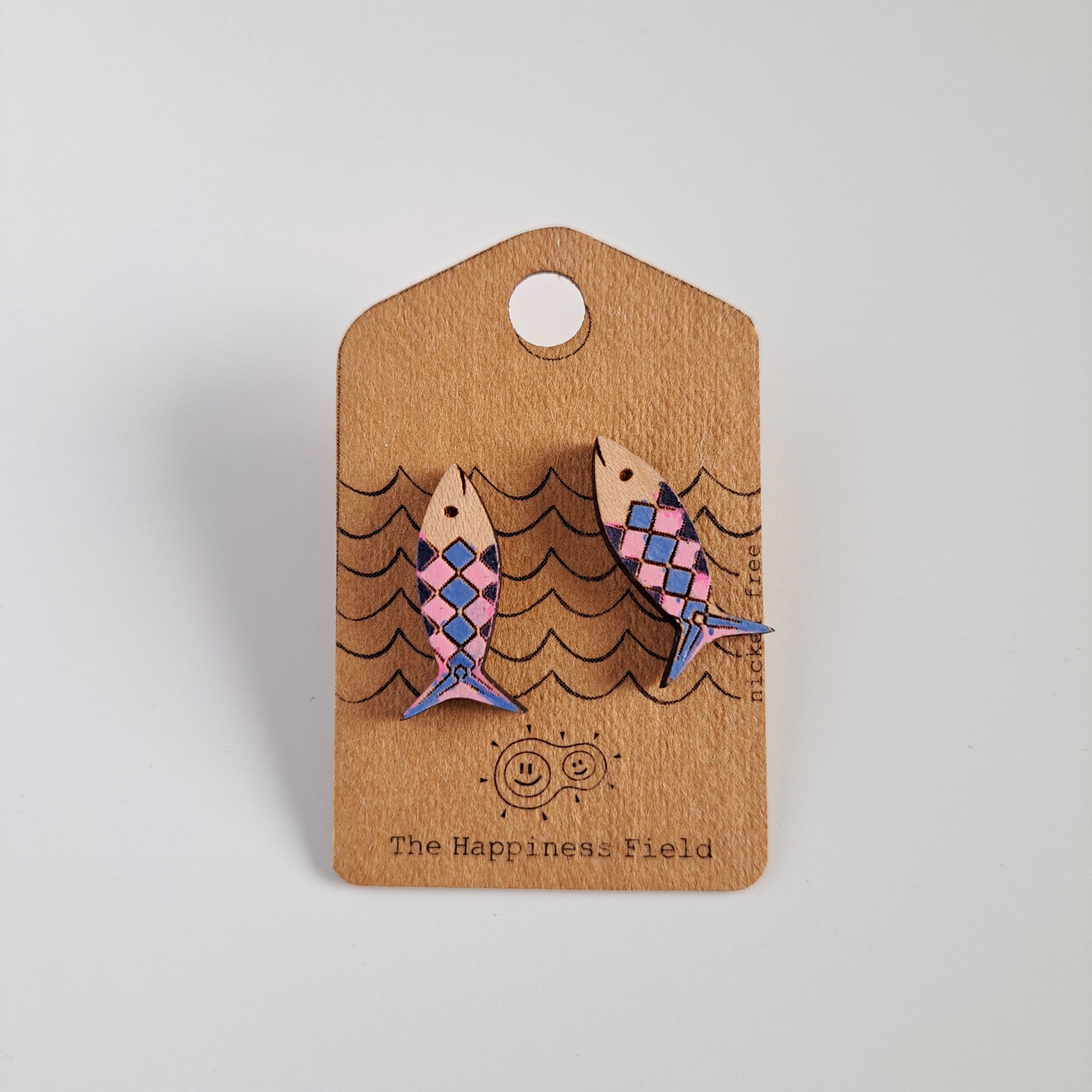 Wooden earrings - Colourful fish