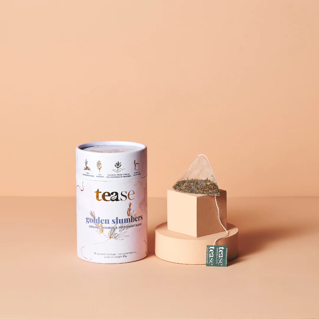 Golden Slumbers Tease tea peach background