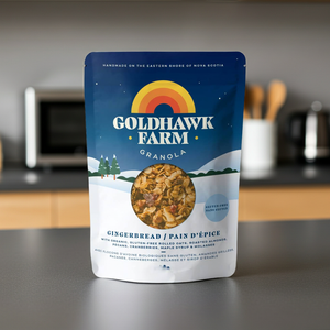 Goldhawk Farm gingerbread granola on table