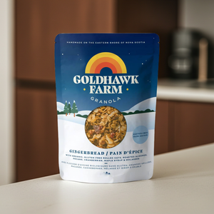 Goldhawk Farm gingerbread granola on counter