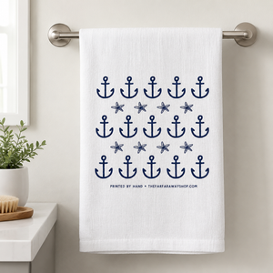 Good Times in the Maritimes Towel The Far Far Away Shop side with anchors