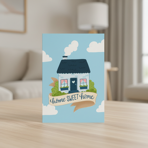 Hello Sweetie Home Sweet Home Card on living room table