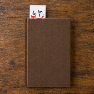 Hi Love Oh For Fox Sake bookmark in book with brown cover