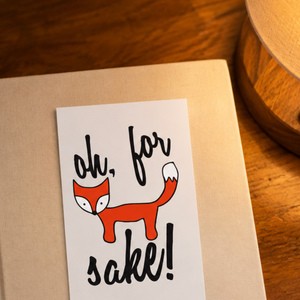 Hi Love Oh For Fox Sake closeup of bookmark on beige book on nightstand