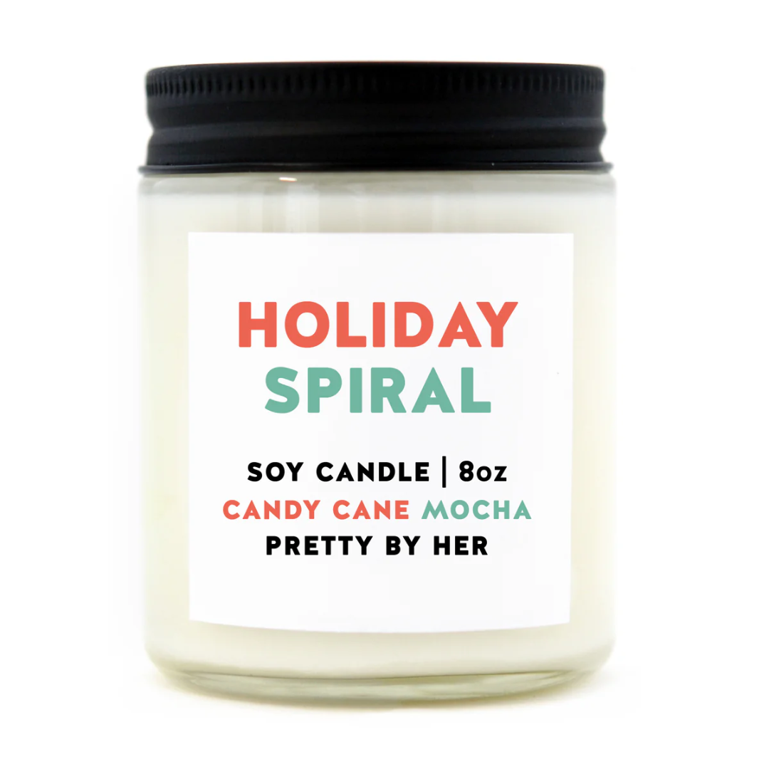 Holiday spiral soy candle pretty by her