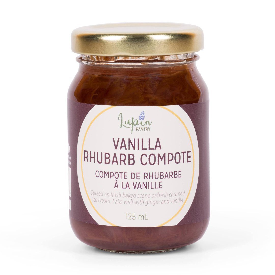 Vanilla Rhubarb compote Lupin Pantry Made in Nova Scotia