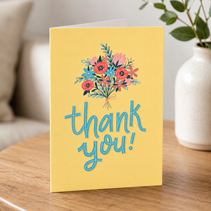 Hello Sweetie Floral Thank You Card on end table