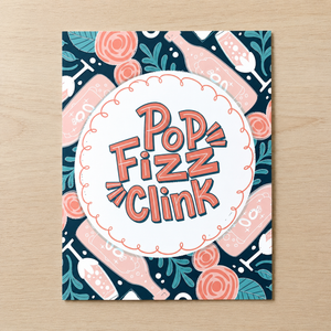 Hello Sweetie Pop Fizz Clink Card lying flat on table