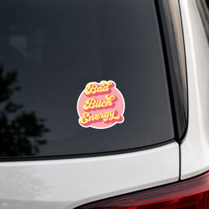 Pretty By Her Bad Bitch Energy Sticker on back of car