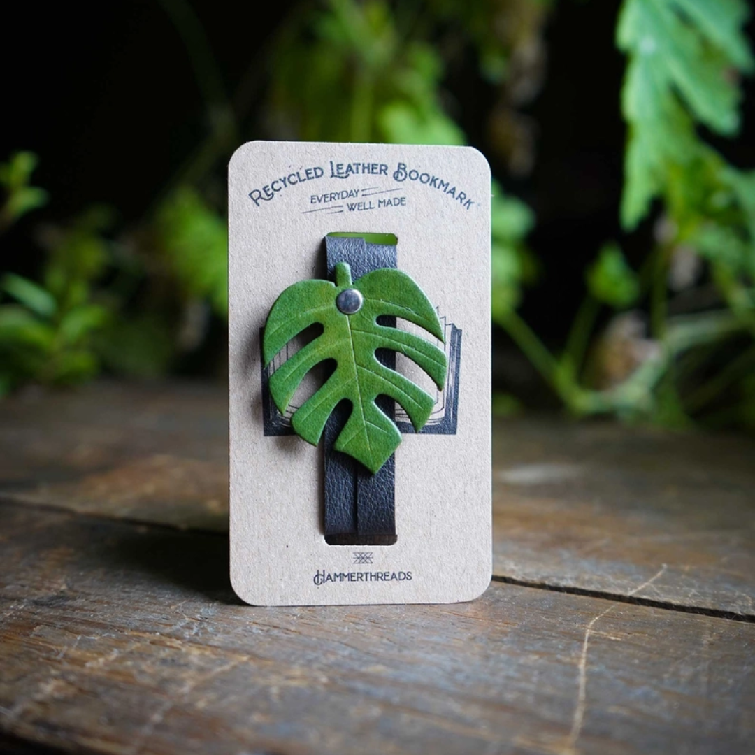 Bookmark - Recycled Leather - Monstera Leaf