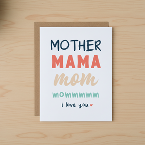 Mother Mama card on table