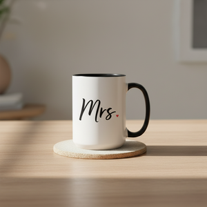 Mrs Mug Pretty by Her on coaster on table