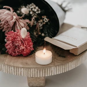 Natura Soy Tealight lit up