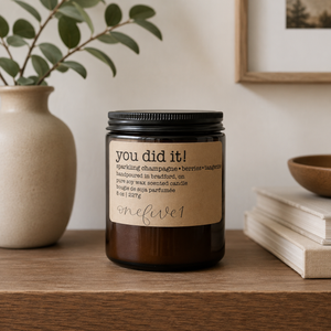 OneFive1 You Did It Candle on shelf