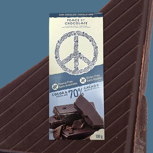 Peace by Chocolate Safe Bar with chocolate background