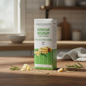 Provisions Parmesan Rosemary Shortbread on kitchen table