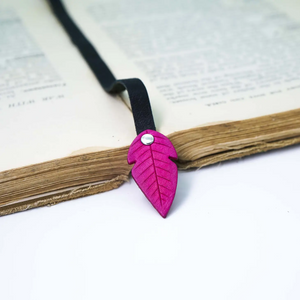 Bookmark - Recycled Leather Feather - Pink