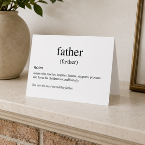 Pretty by Her Father Definition Card on mantle