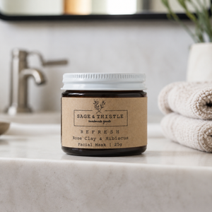 Sage & Thistle Refresh Facial Mask on Bathroom Counter