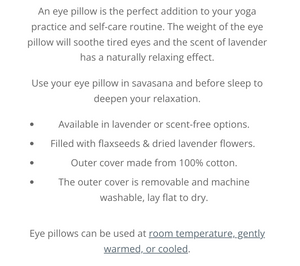 Samyoga breeze lavender eye pillow information