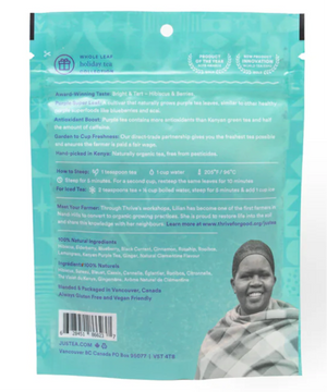 Justea Winter Wonderland loose leaf purple tea back side