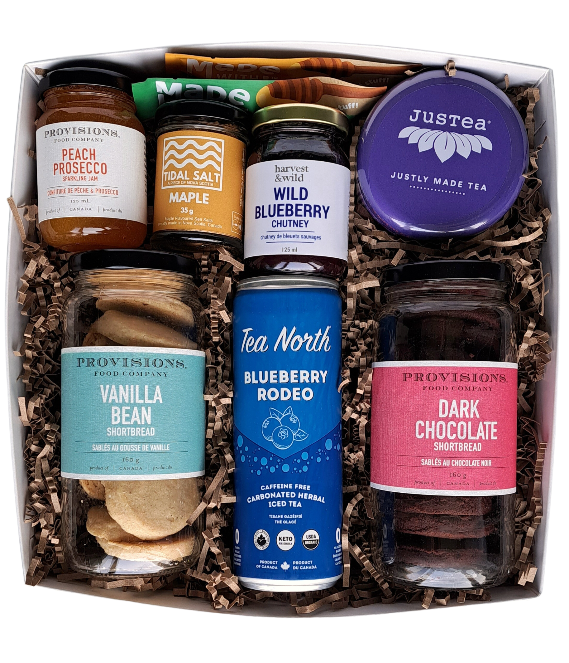 Snacks and Sips Gift Box - Gift box with jams, cookies, and teas