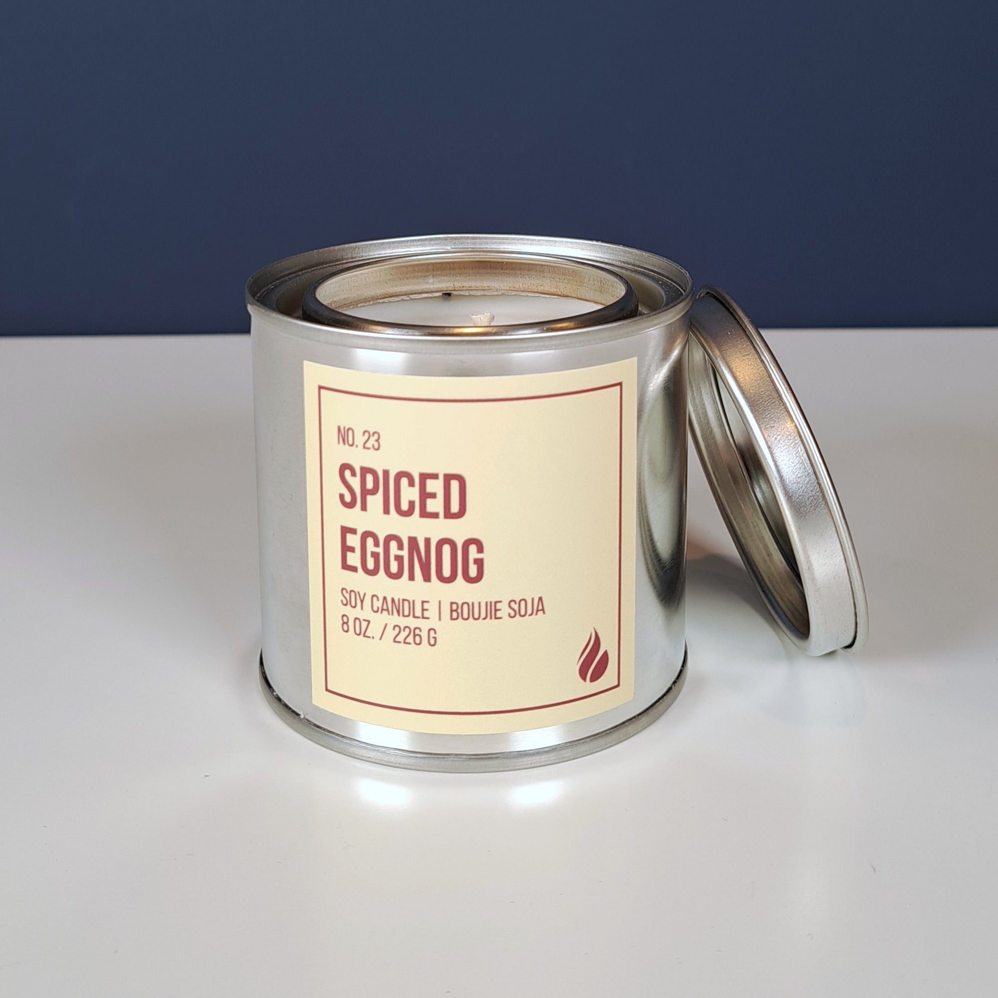 Spiced eggnog soy candle paint can