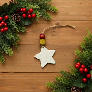 Handmade Star Ornament by Sassy Sacha Jewelry with Christmas decor