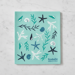 Ecologie Swedish dishcloth coastal treasures on marble counter