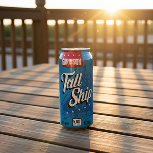 Garrison Tall Ship Beer can on a deck